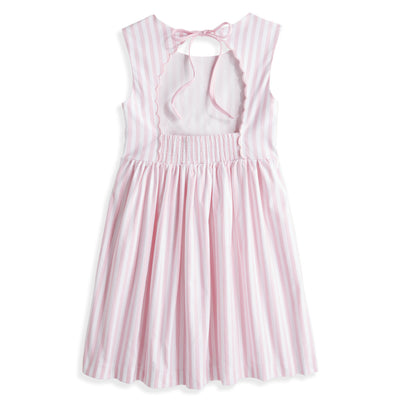 Pink Wide Oxford Stripe Scalloped Shelby Dress