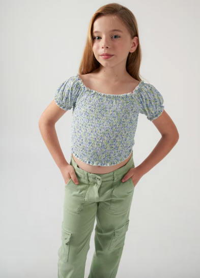 Mint Smocked Top