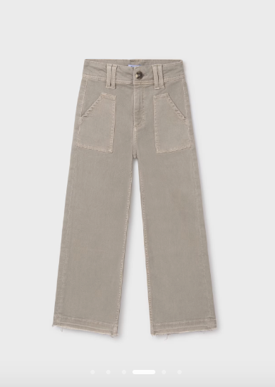 Flared Twill Pants- Sepia