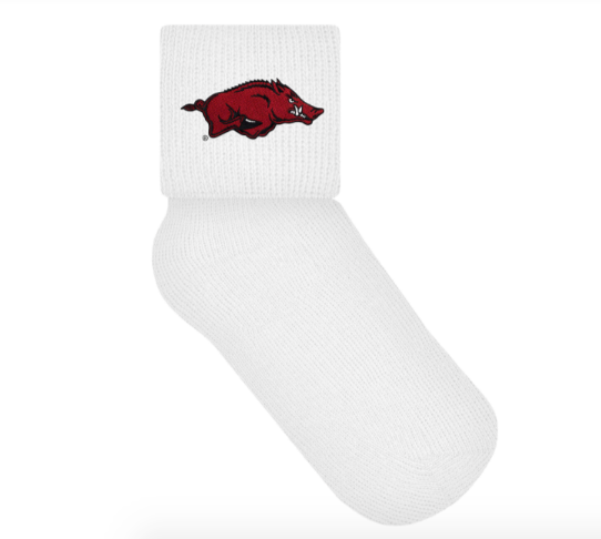 Arkansas Razorbacks White Anklet Socks