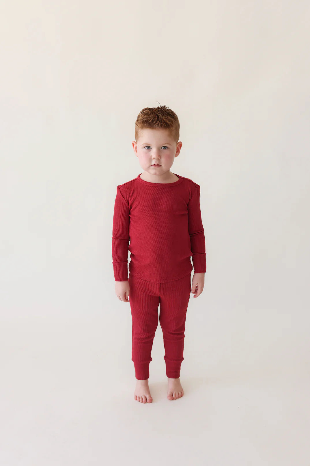 Crimson Waffle Classic Pajama Set