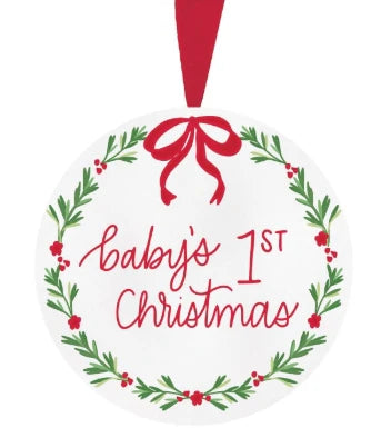 Baby's First Christmas Ornament- Red