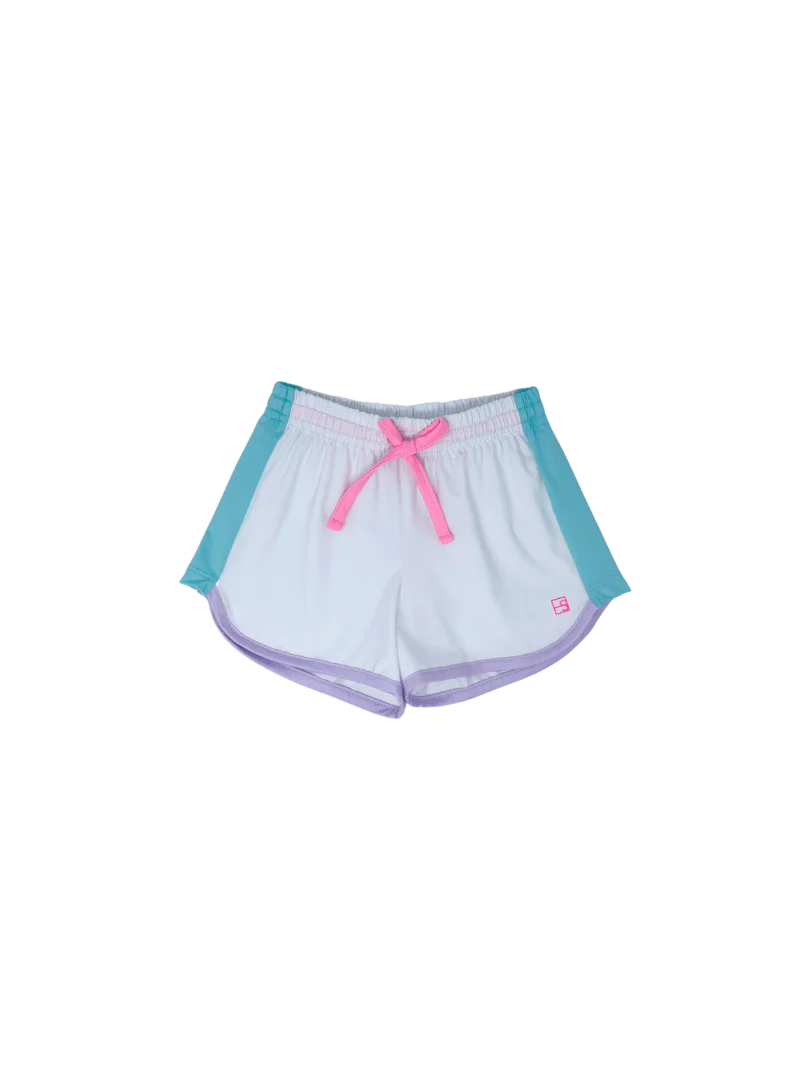 White Annie Shorts with Turquoise and Lavender