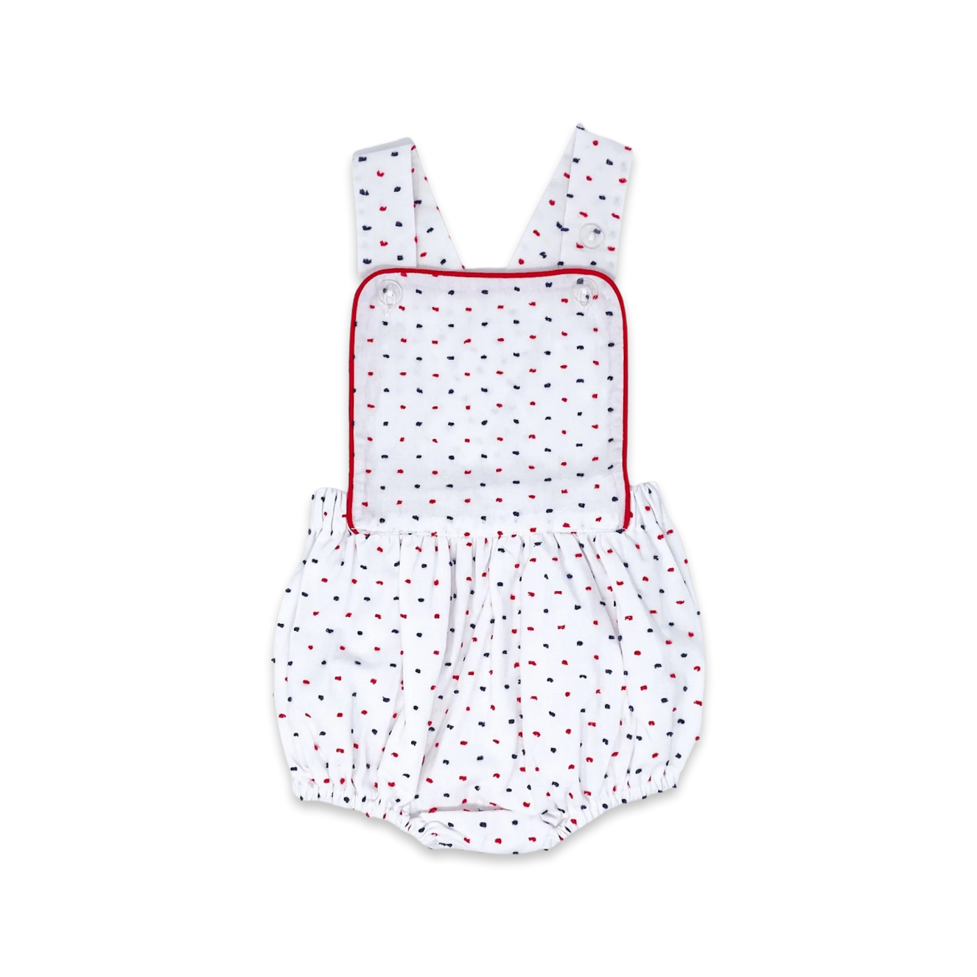 Navy and Red Swiss Dot Arthur Apron