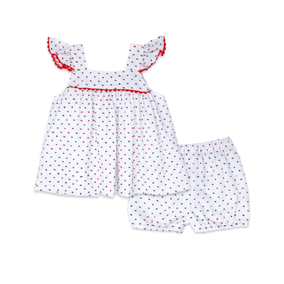 Navy and Red Swiss Dot Sally Swing Set