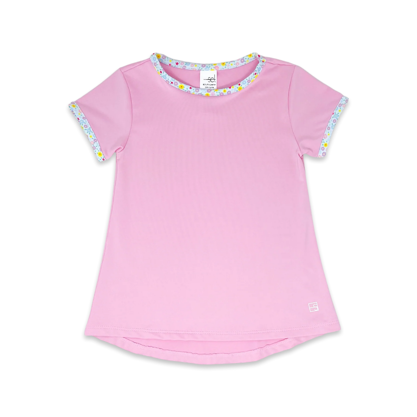Cotton Candy Pink with Itsy Bitsy Floral Bridget Basic Tee