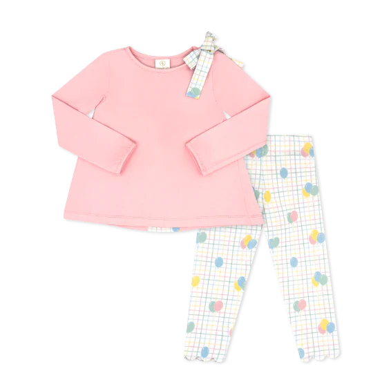 Pensacola Pink, Party Time Balloon Plaid Madeline Legging Set