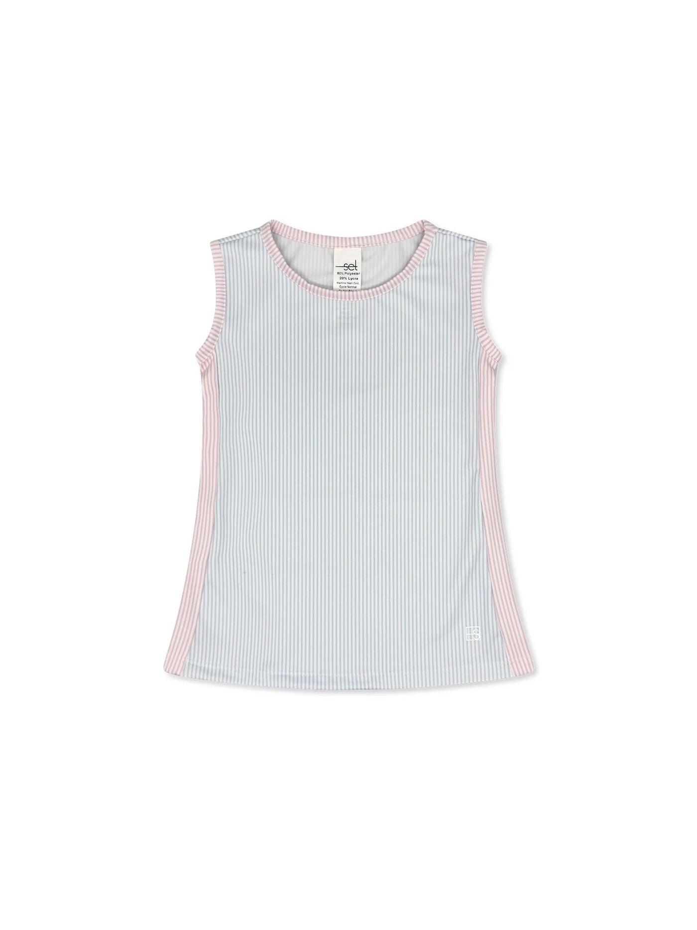 Cotton Candy Blue Ministripe, Cotton Candy Pink Ministripe Maddy Tank