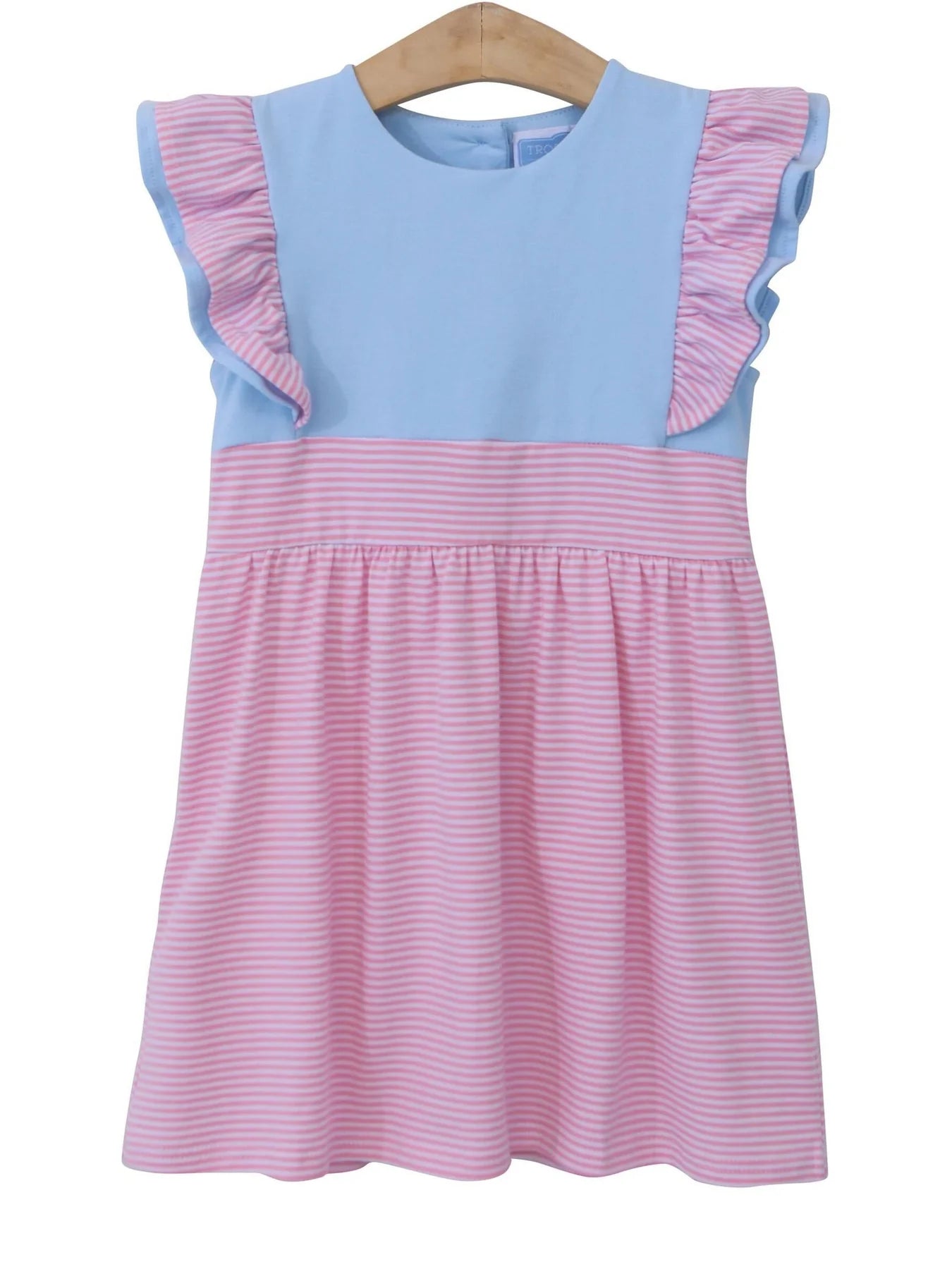 Light Pink Stripe & Light Blue Rosie Dress