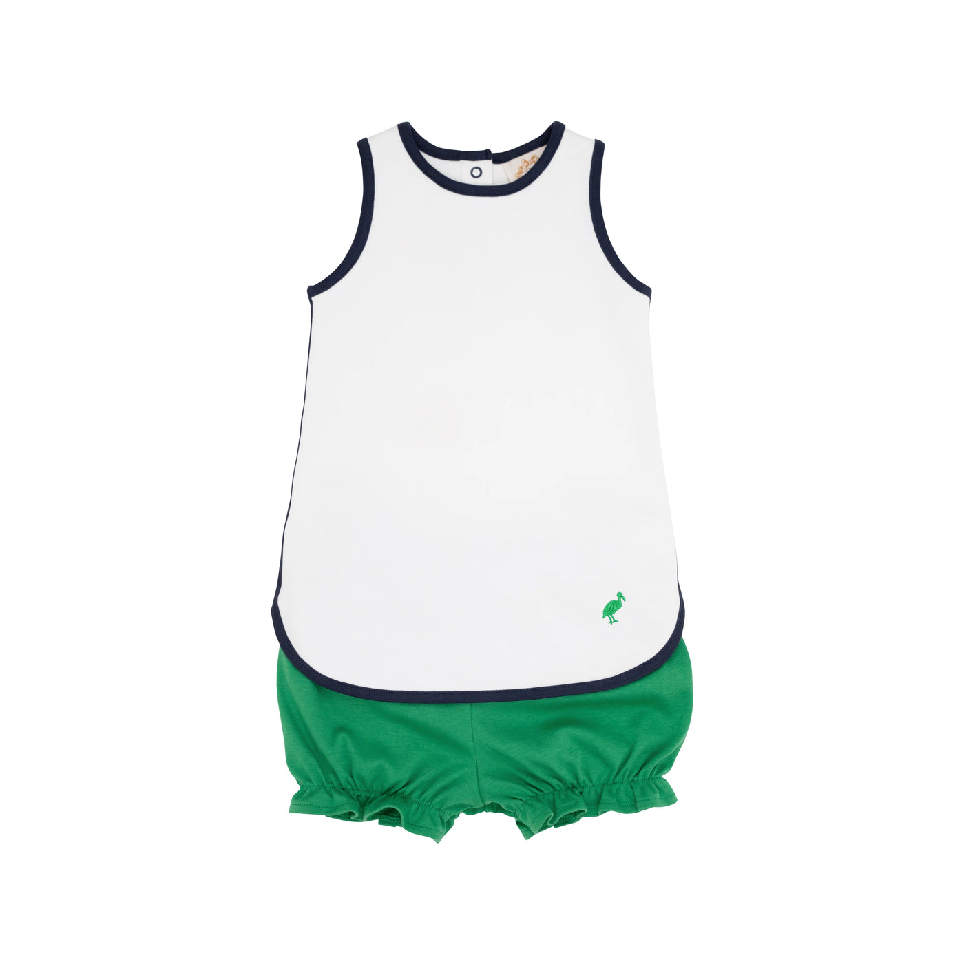 Worth Avenue White With Nantucket Navy & Kiawah Kelly Green Stork Taffy Tennis Dress