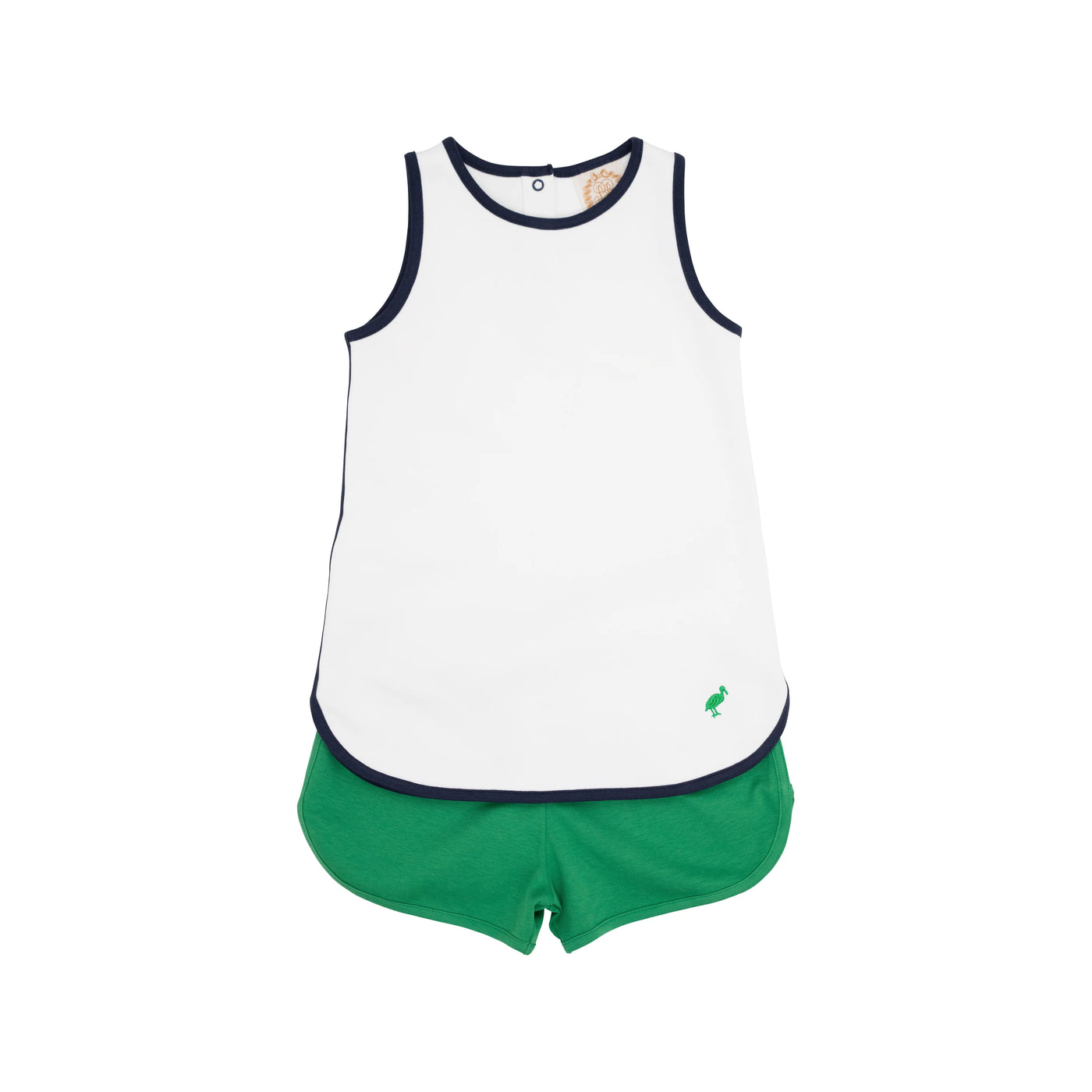 Worth Avenue White With Nantucket Navy & Kiawah Kelly Green Stork Taffy Tennis Dress