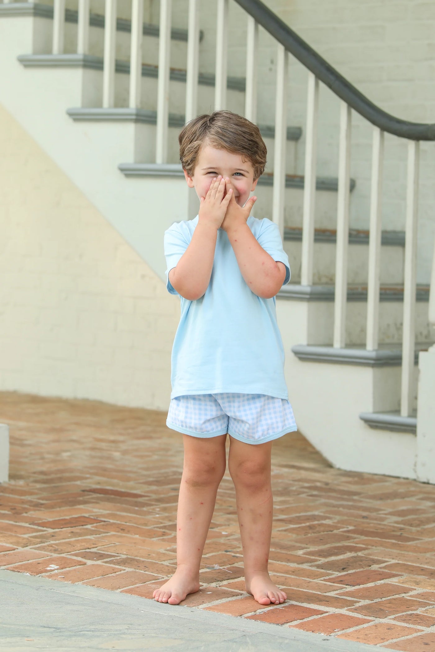 Light Blue Gingham Thomas Short Set