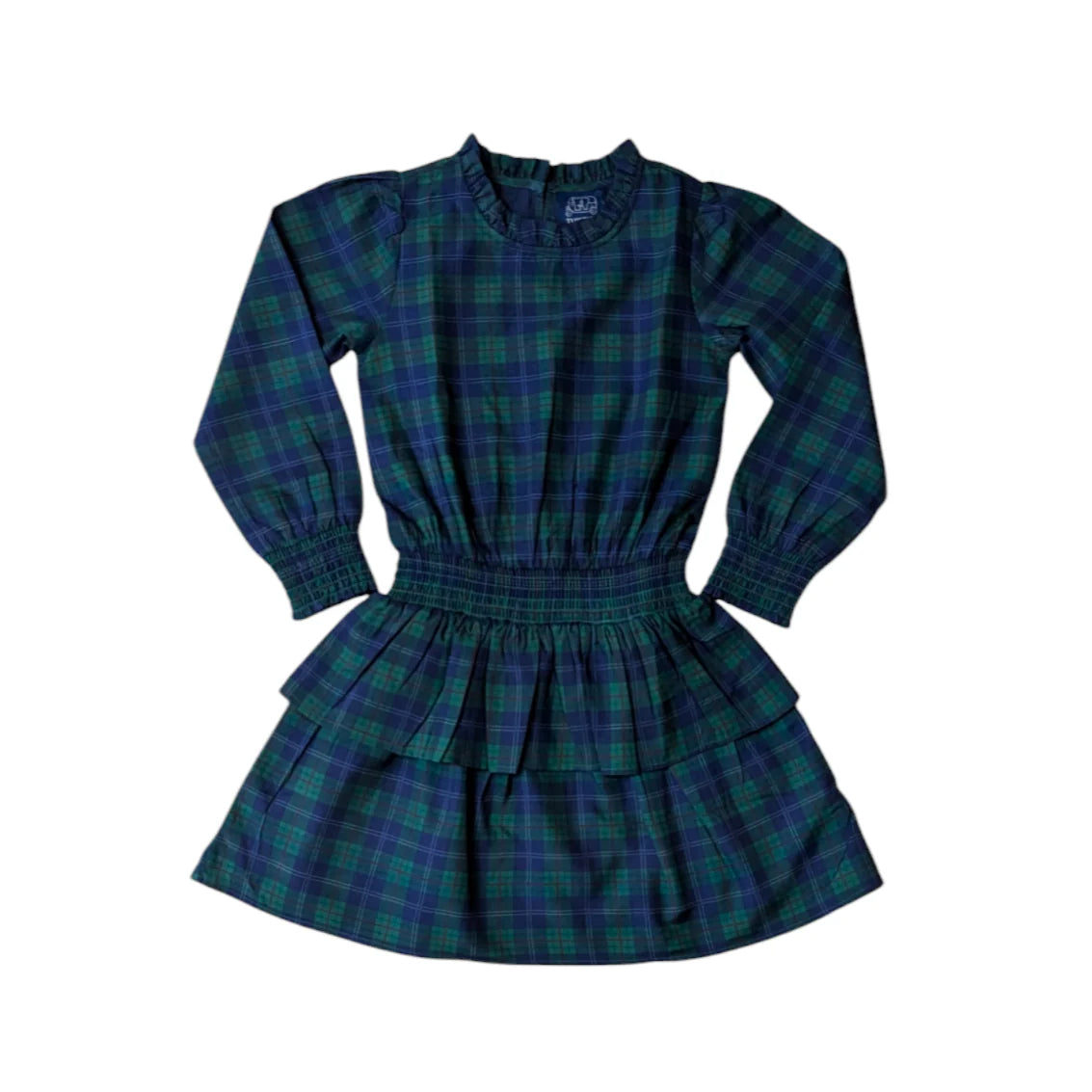 Holiday Plaid Tiered Long Sleeve Dress