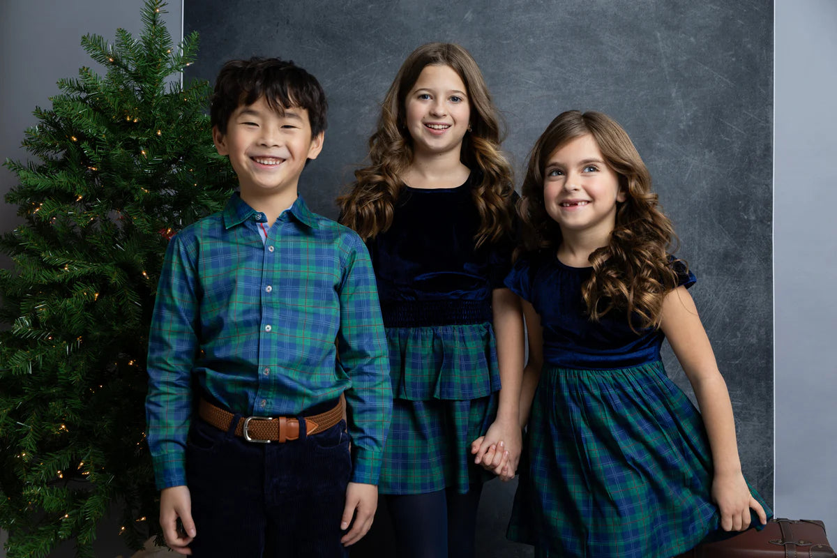 Holiday Plaid Mixed Media Dress