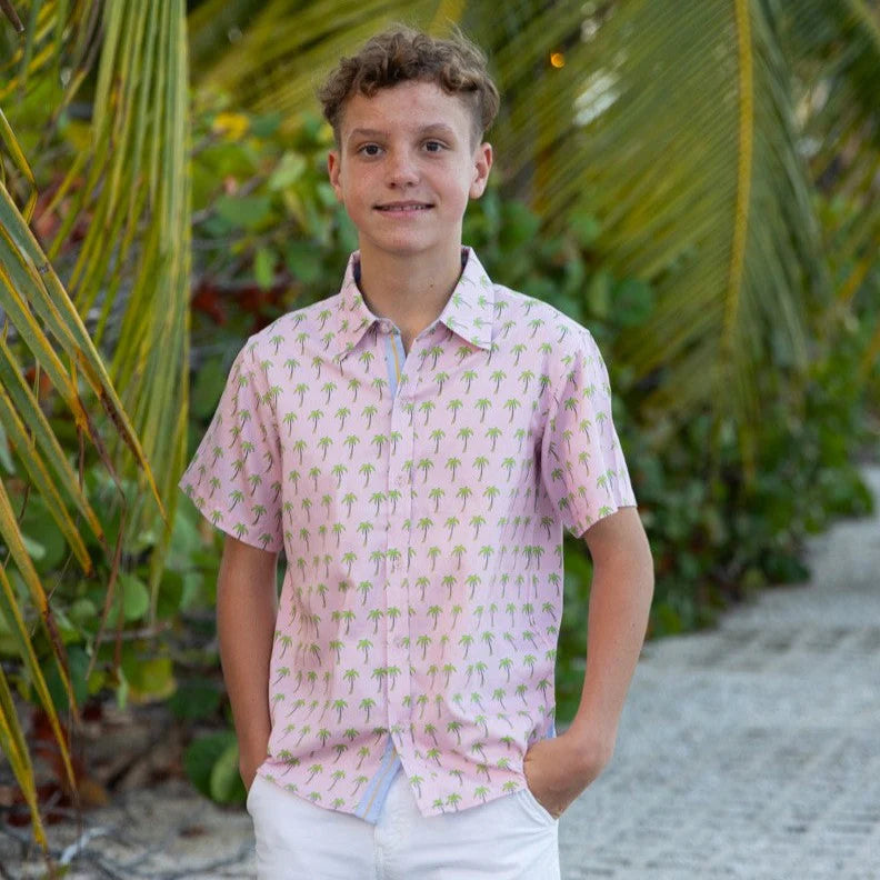 Pink Palms Short Sleeve Shirt