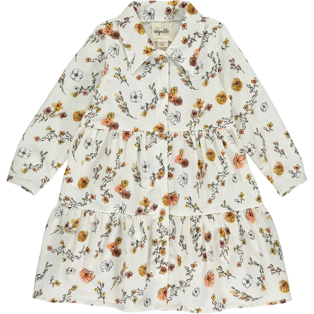 Cream and Autumn Ditsy Floral Judy Dress