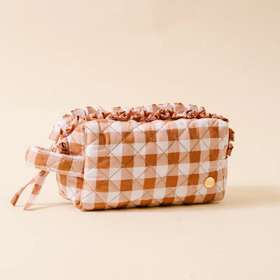 Maple Gingham Essentials Quilted Cosmetic Pouch