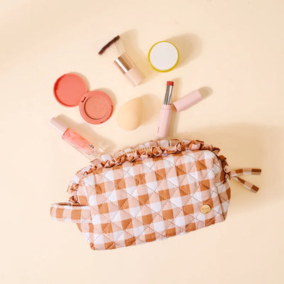 Maple Gingham Essentials Quilted Cosmetic Pouch