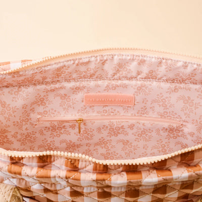 The Everyday Quilted Tote Bag- Maple Gingham