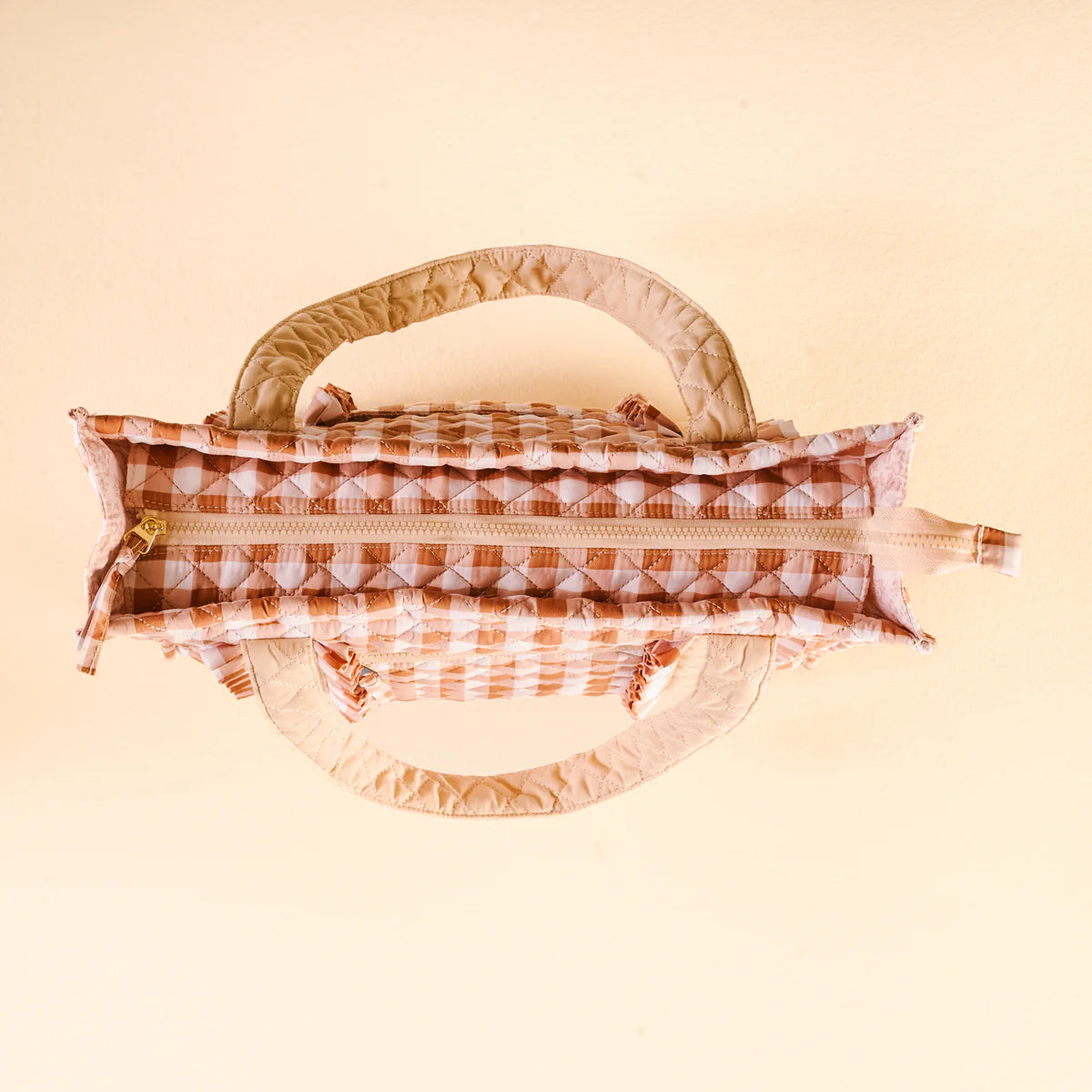The Everyday Quilted Tote Bag- Maple Gingham