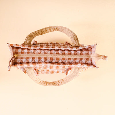 The Everyday Quilted Tote Bag- Maple Gingham