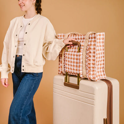 The Everyday Quilted Tote Bag- Maple Gingham