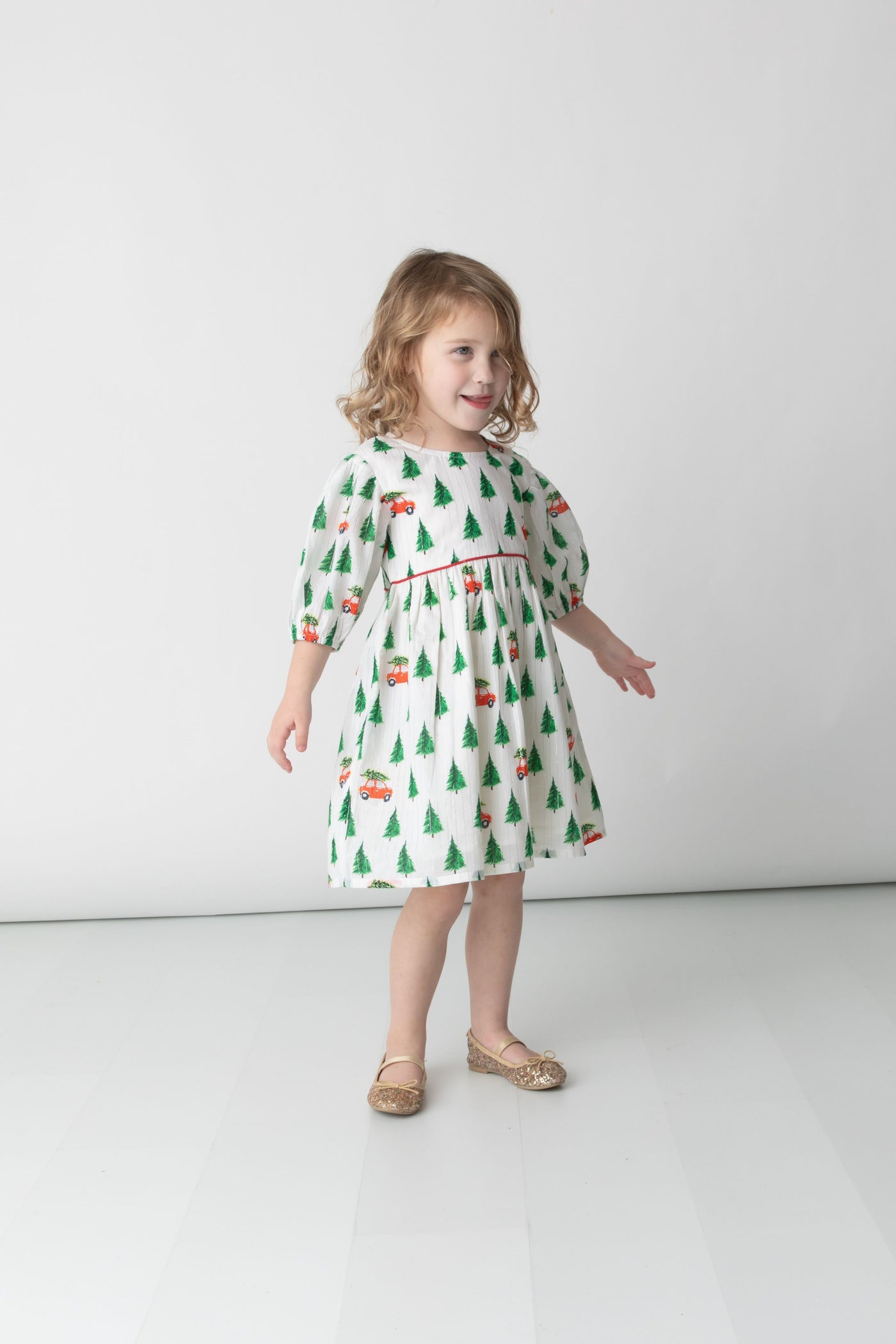 Bringing Home the Tree Puff Sleeve Dress