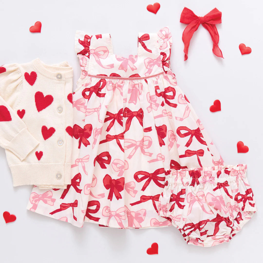 Valentines Bows Baby Girls Camelia Dress Set