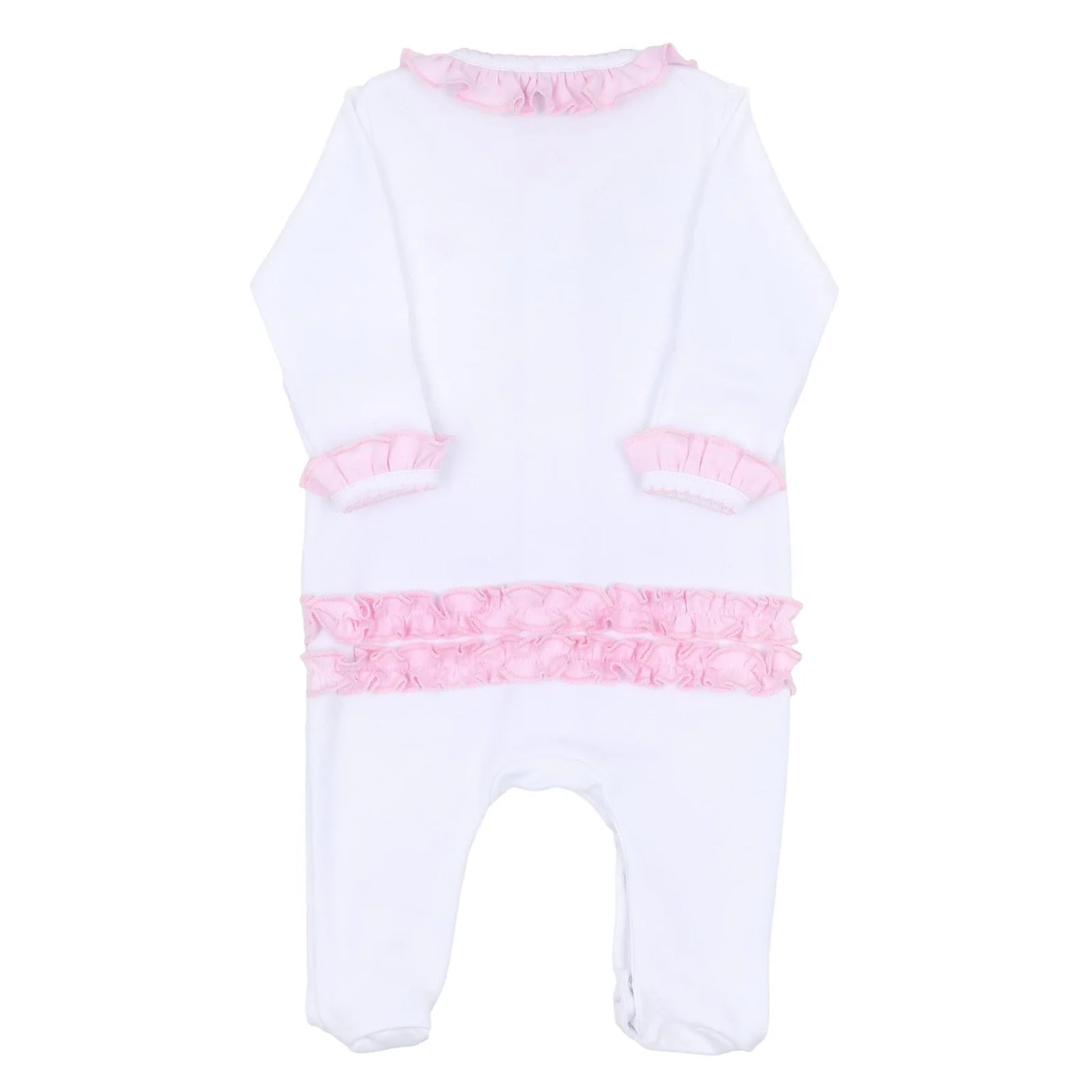 Pink Baby Bows Scattered Ruffle Footie