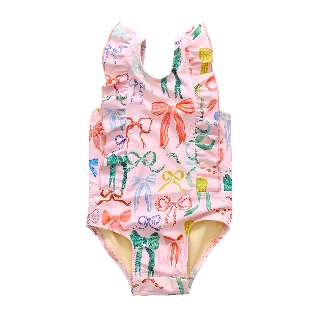 Watercolor Bows Baby Girls Katniss Suit