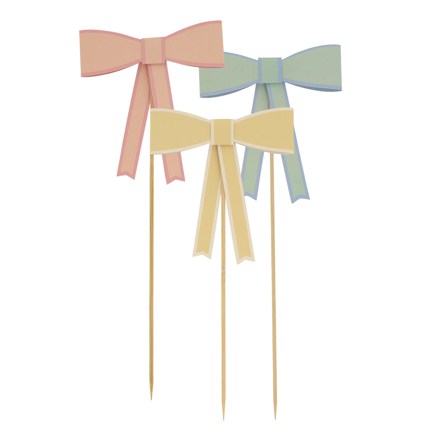 Pastel Bow Cake Toppers- 3 Pack