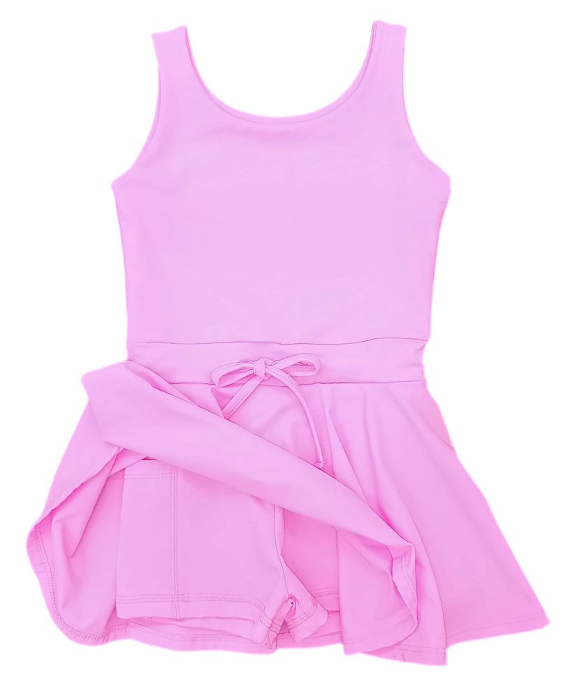 Athleisure Tennis Dress with Tie- Pink