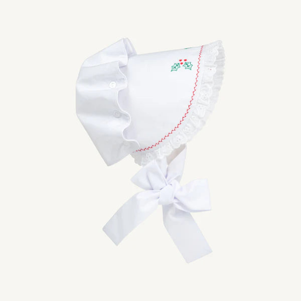 Worth Avenue White with Holly Embroidery Bellefaire Bonnet