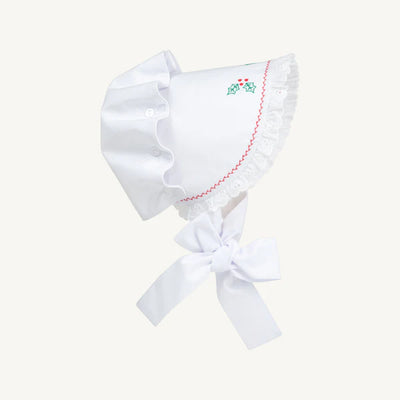 Worth Avenue White with Holly Embroidery Bellefaire Bonnet
