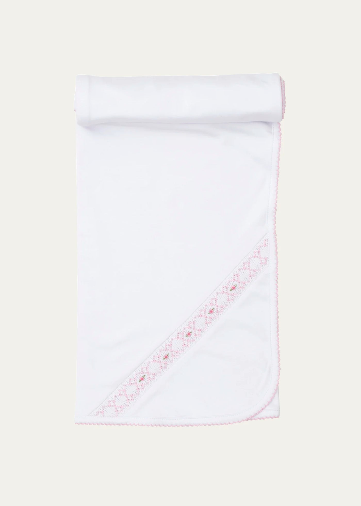White with Pink Blanket with Hand Smocking