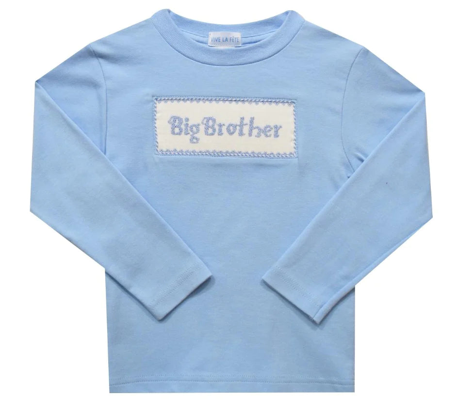 Smocked Big Brother Light Blue Long Sleeve Knit Tee