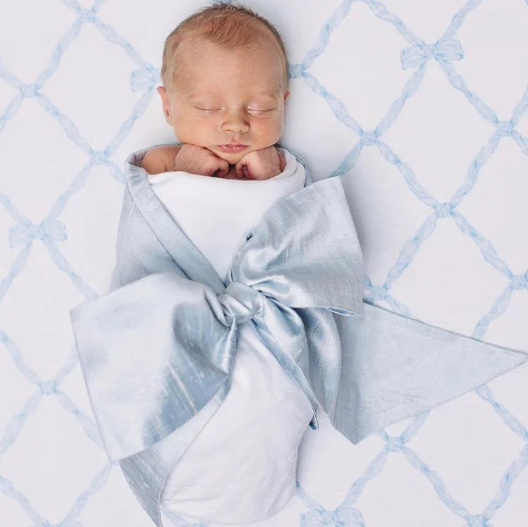 Sea Blue Silk Bow Swaddle