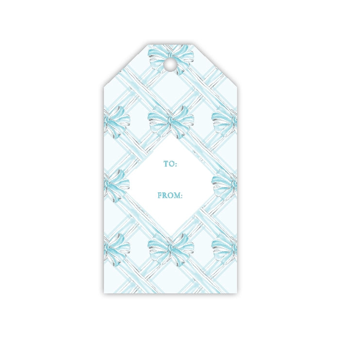 Handpainted Blue Bow Trellis Gift Tag