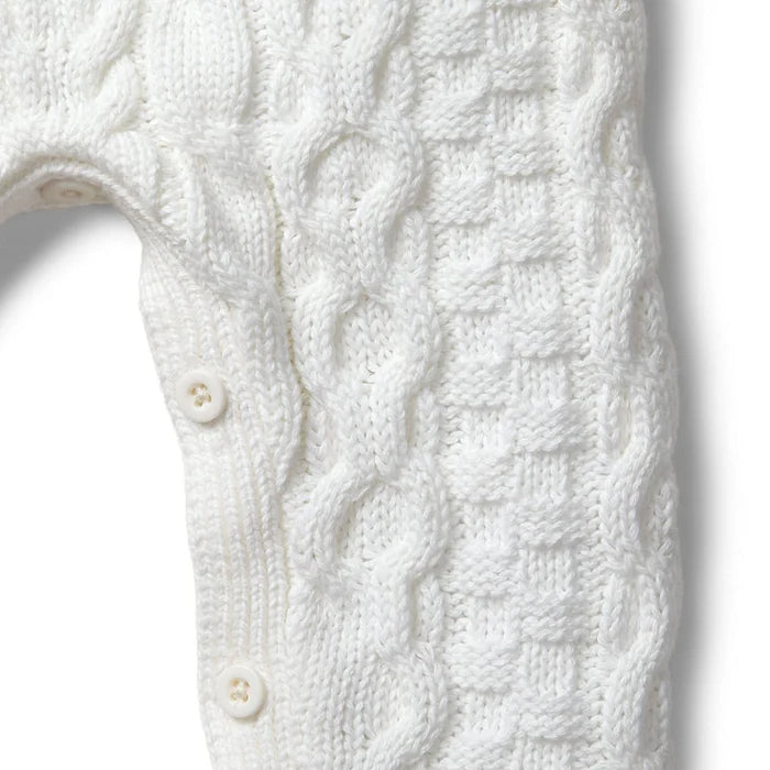 Off White Organic Cable Knit Sweater Romper