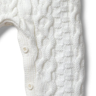 Off White Organic Cable Knit Sweater Romper