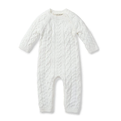 Off White Organic Cable Knit Sweater Romper