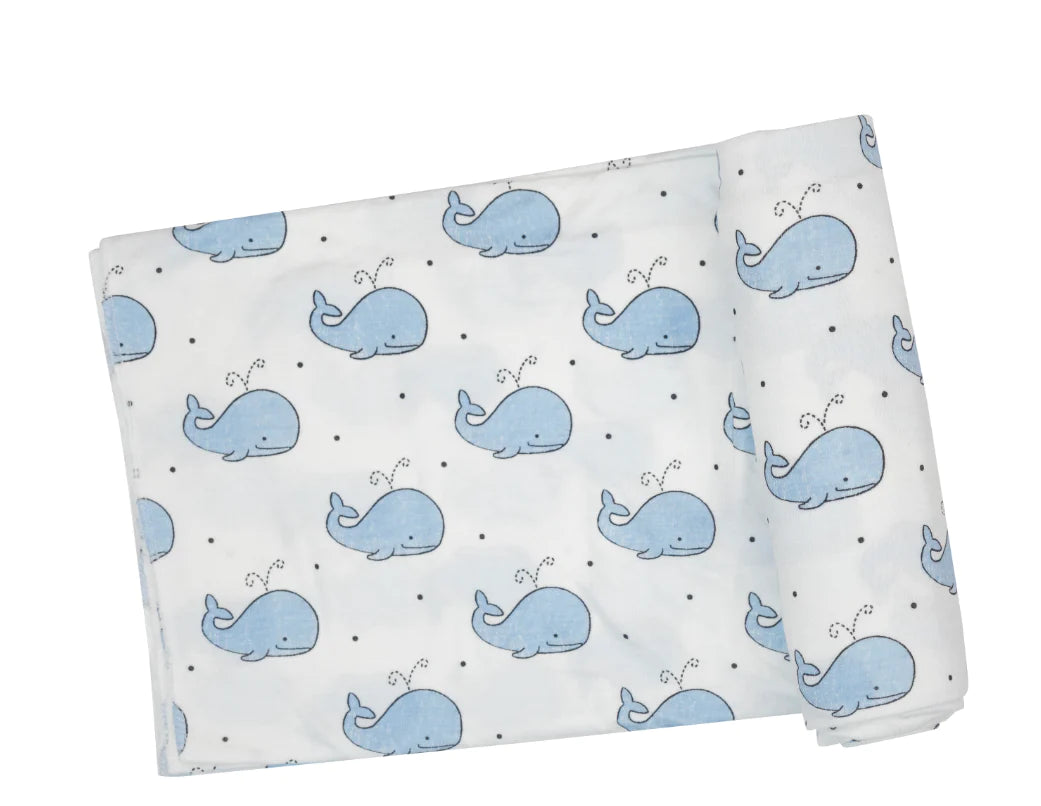 Blue Bubbly Whale Swaddle Blanket