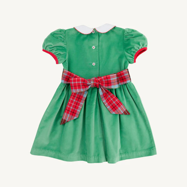 Kiawah Kelly Green with Worth Avenue White & Wilson Pier Plaid Cindy Lou Sash Dress (Velveteen)