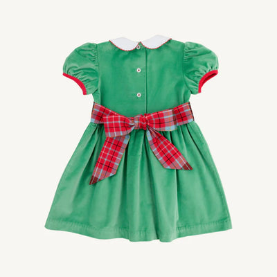 Kiawah Kelly Green with Worth Avenue White & Wilson Pier Plaid Cindy Lou Sash Dress (Velveteen)