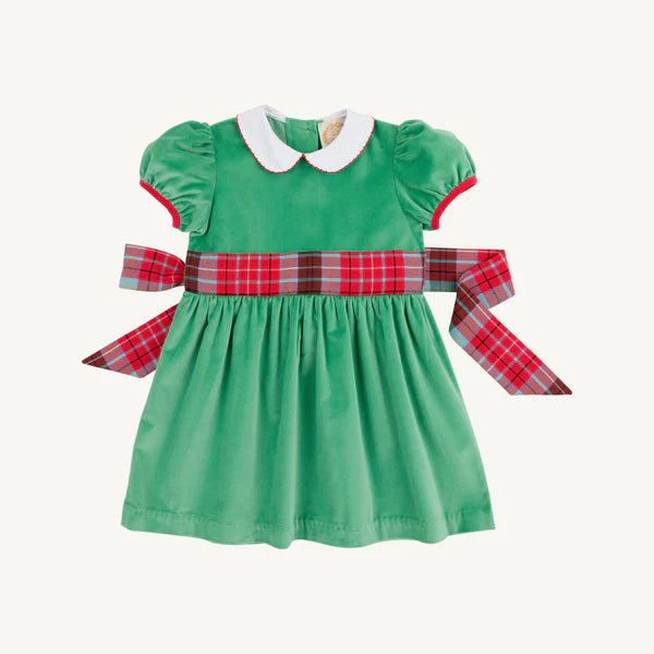 Kiawah Kelly Green with Worth Avenue White & Wilson Pier Plaid Cindy Lou Sash Dress (Velveteen)