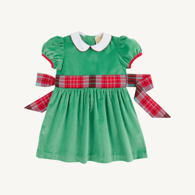 Kiawah Kelly Green with Worth Avenue White & Wilson Pier Plaid Cindy Lou Sash Dress (Velveteen)