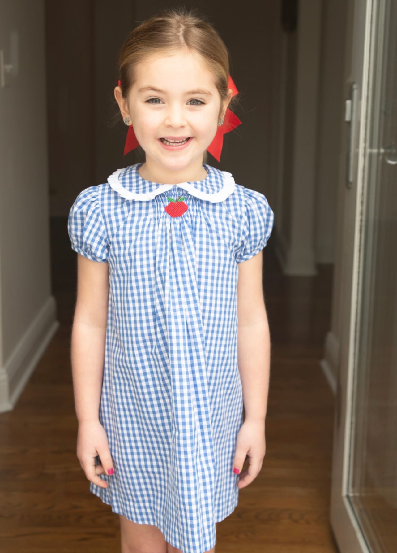 Back to School Apple Sage Smocked Dress