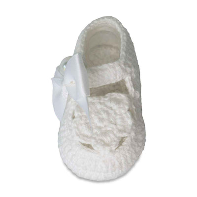 Ella Infant White Crochet Booties with Bows