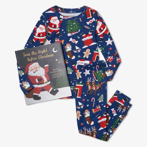 Navy Twas The Night Before Christmas Pajama and Book Set