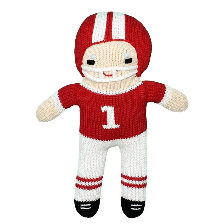 Red and White Football Player Rattle